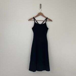 Pact Black Organic Cotton Fit & Flare Midi Dress Size Small